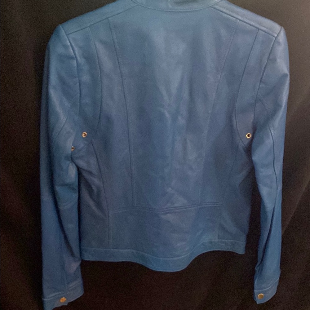 Blue Leather Jacket - Picture 4 of 6